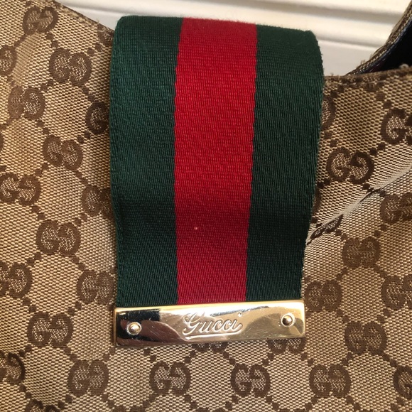 **Authentic Vintage**  GUCCI Logo Web Hobo Bag - Picture 2 of 8